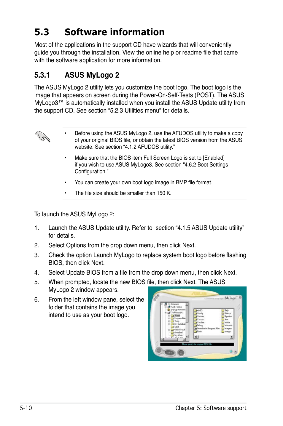 3 software information, 1 asus mylogo 2 | Asus P5W User Manual | Page 134 / 210