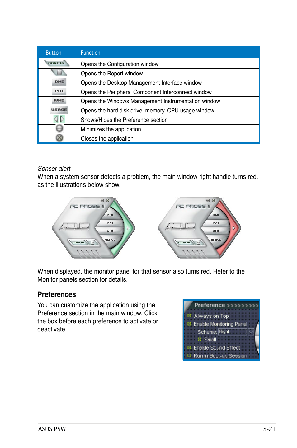 Preferences | Asus P5W User Manual | Page 145 / 210