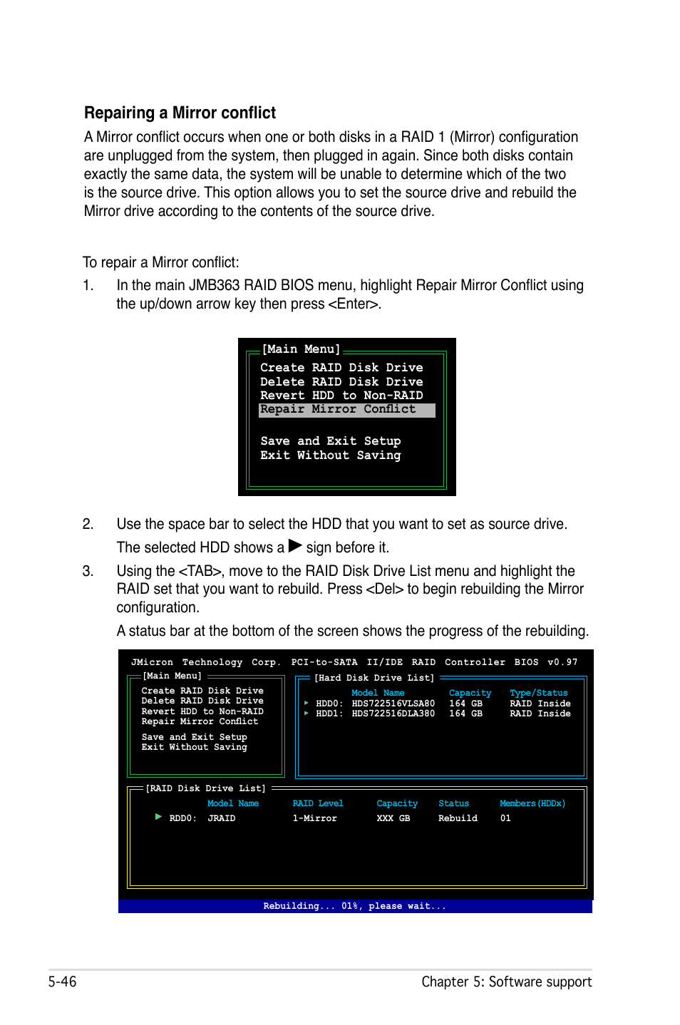 Repairing a mirror conflict | Asus P5W User Manual | Page 170 / 210