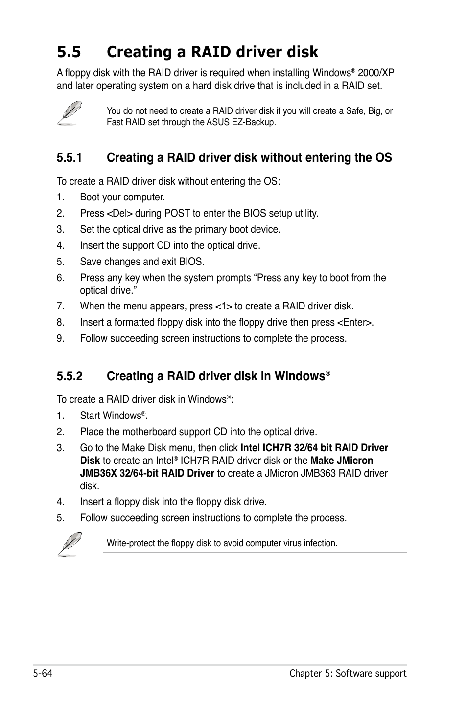 5 creating a raid driver disk, 2 creating a raid driver disk in windows | Asus P5W User Manual | Page 188 / 210