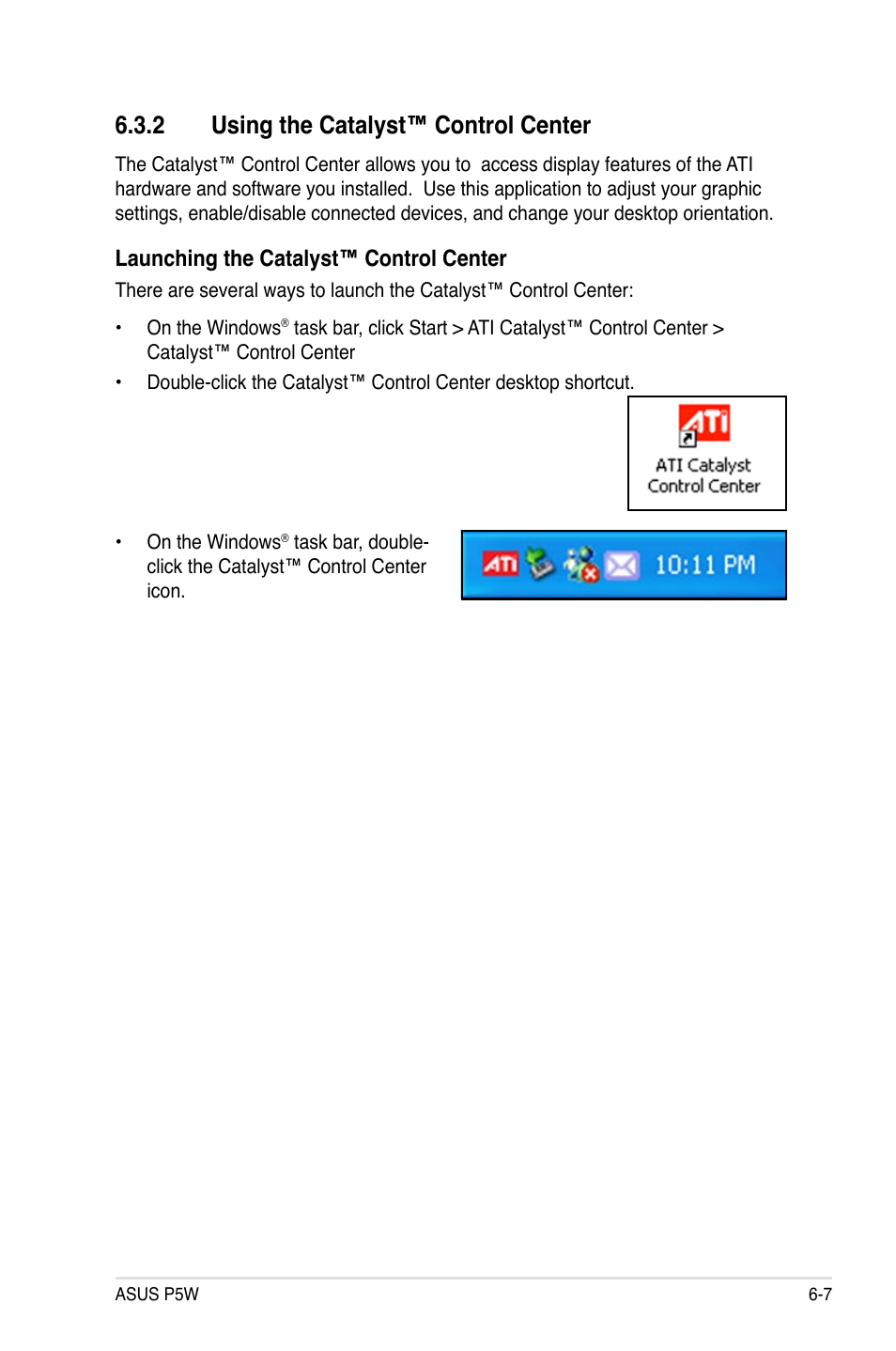 2 using the catalyst™ control center, Launching the catalyst™ control center | Asus P5W User Manual | Page 199 / 210