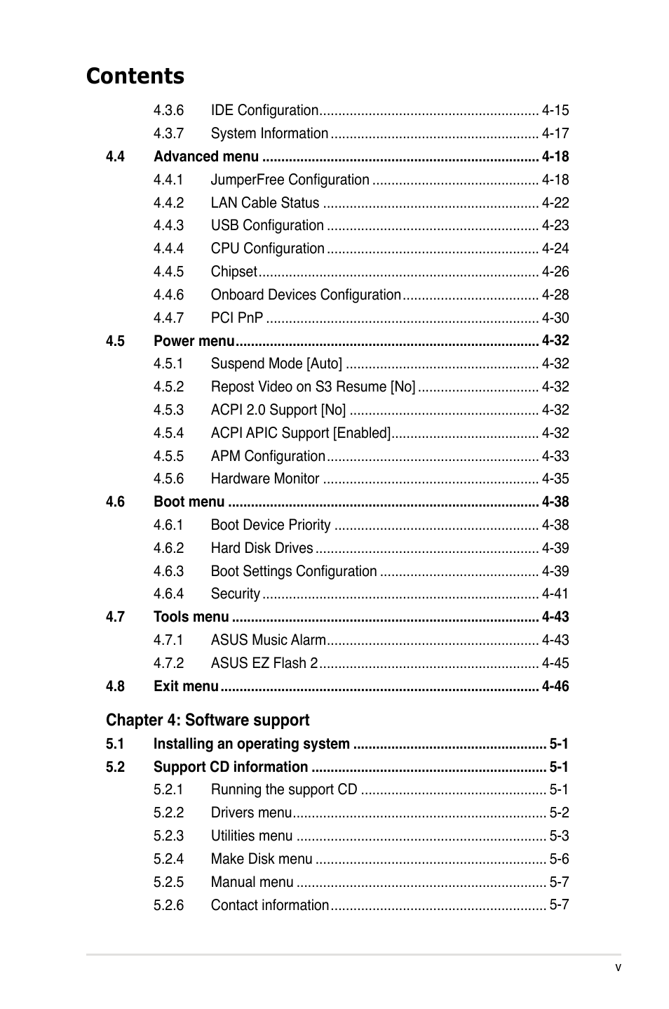 Asus P5W User Manual | Page 5 / 210