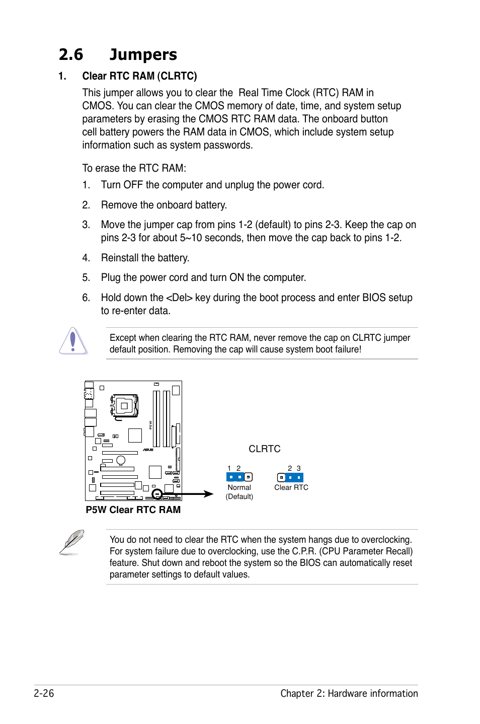 6 jumpers | Asus P5W User Manual | Page 52 / 210