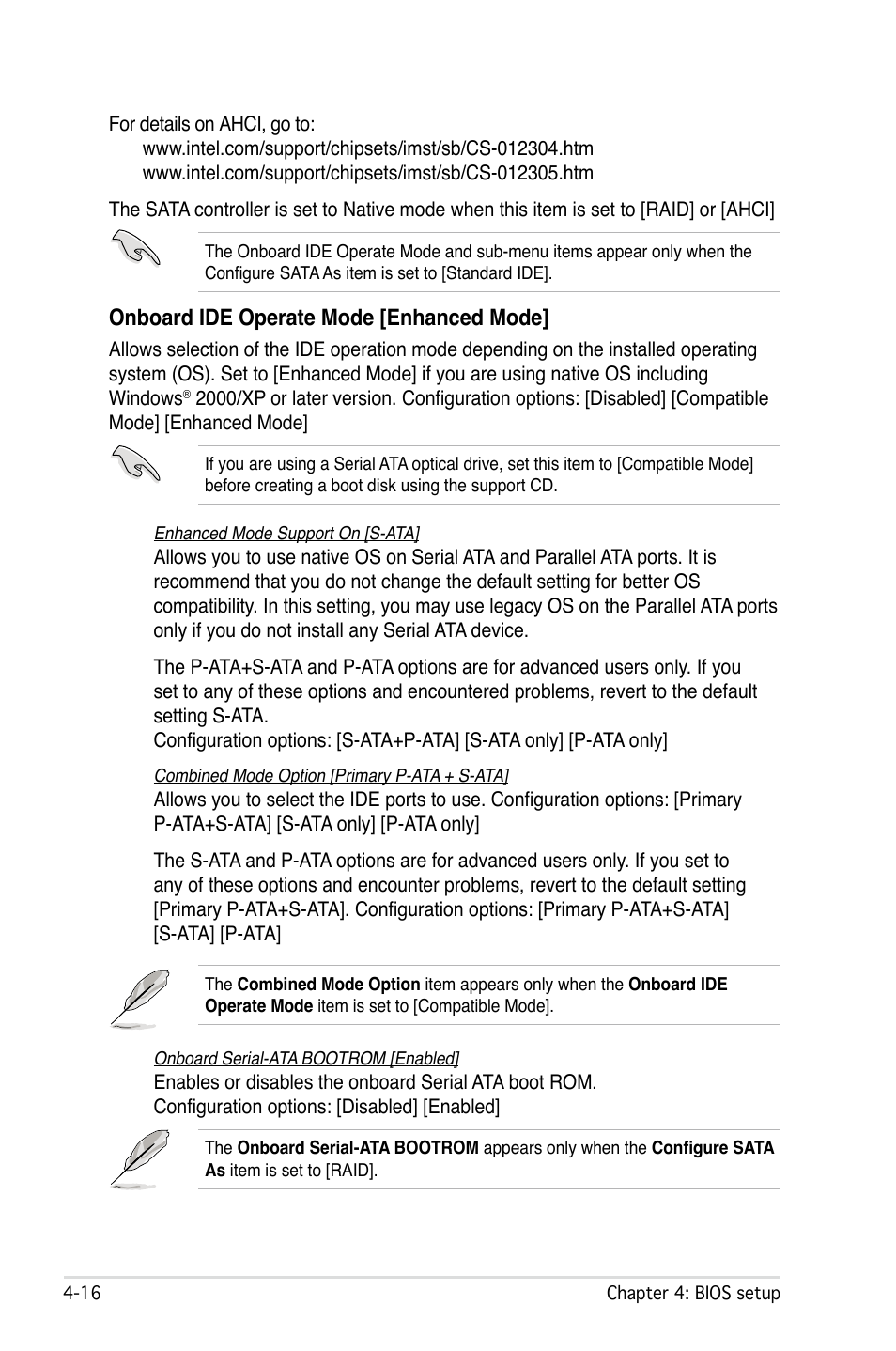 Onboard ide operate mode [enhanced mode | Asus P5W User Manual | Page 92 / 210