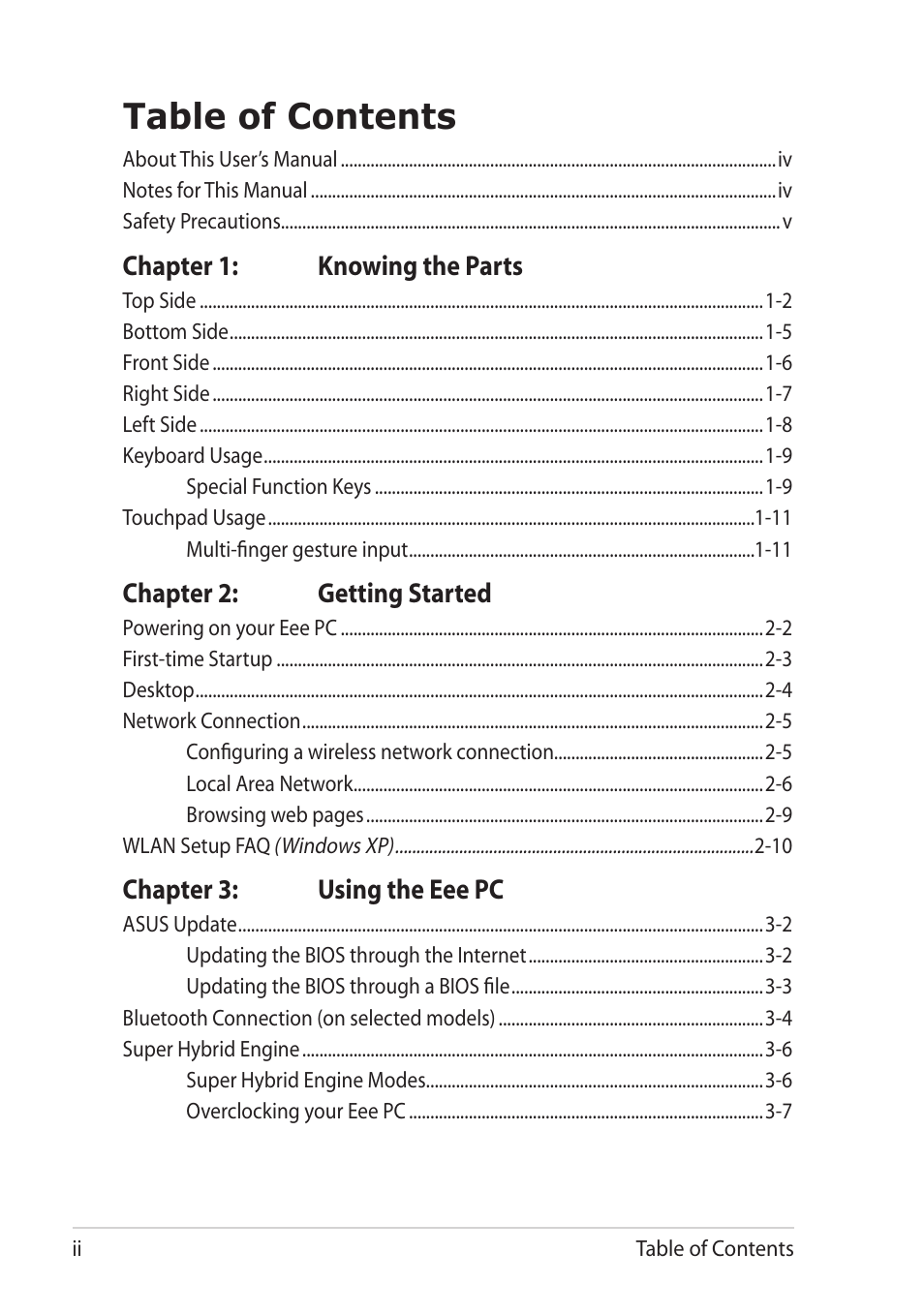 Asus Eee PC 1101HA User Manual | Page 2 / 58