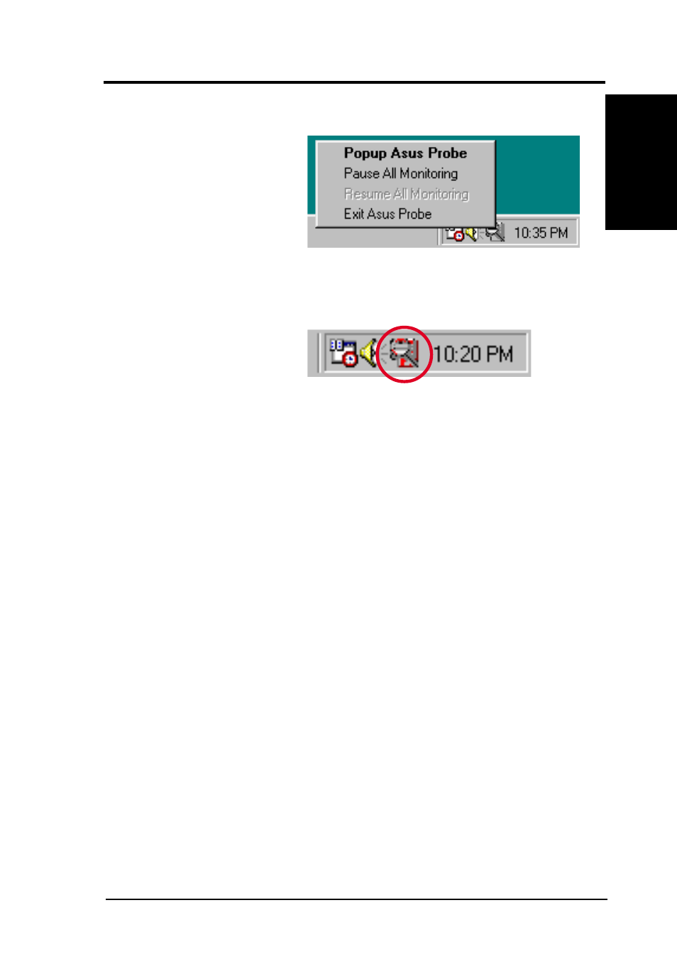 Software reference, 3 asus pc probe task bar icon | Asus CUSI-M User Manual | Page 97 / 120