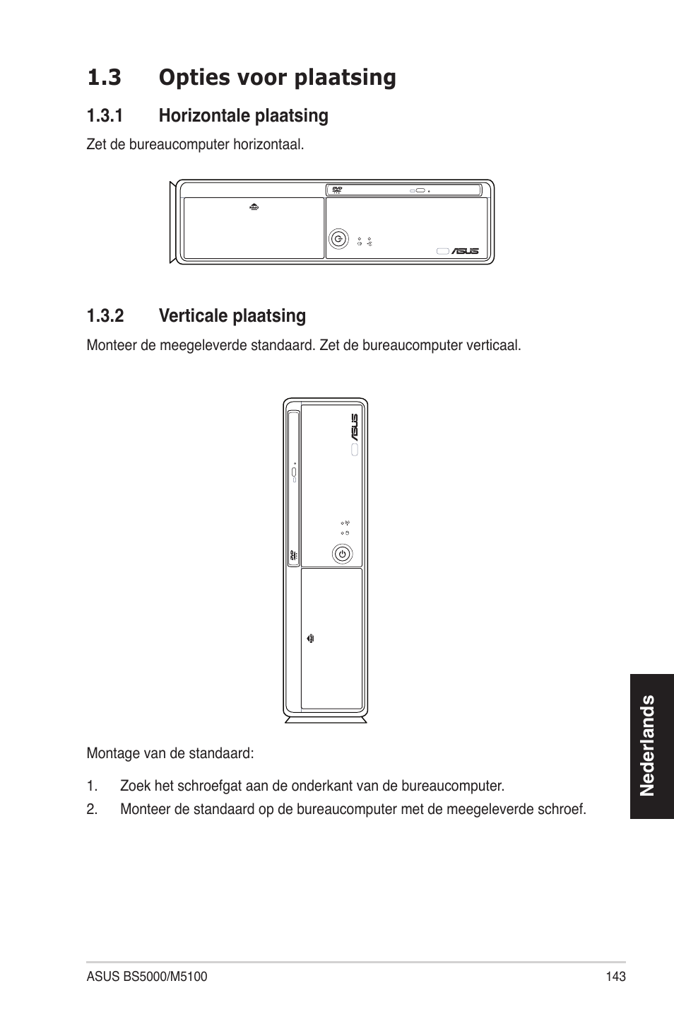 3 opties voor plaatsing | Asus BS5000 User Manual | Page 144 / 162