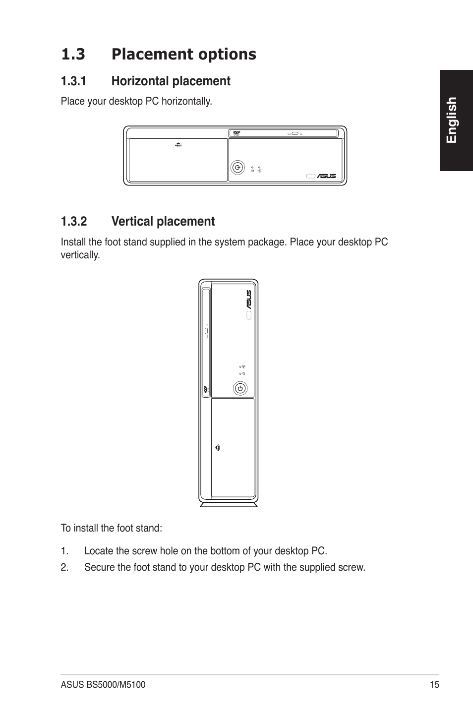 3 placement options | Asus BS5000 User Manual | Page 16 / 162