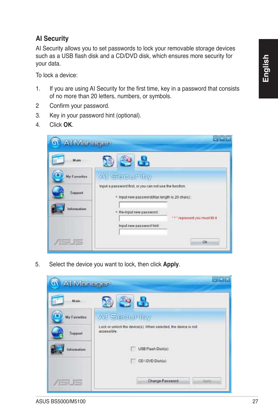 English | Asus BS5000 User Manual | Page 28 / 162