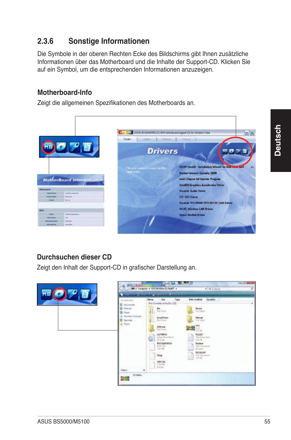 Deutsch 2.3.6 sonstige informationen | Asus BS5000 User Manual | Page 56 / 162