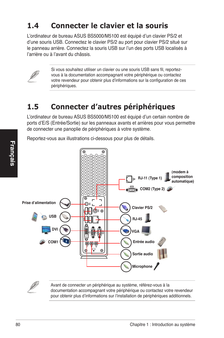 4 connecter le clavier et la souris, 5 connecter d’autres périphériques, Français | Asus BS5000 User Manual | Page 81 / 162