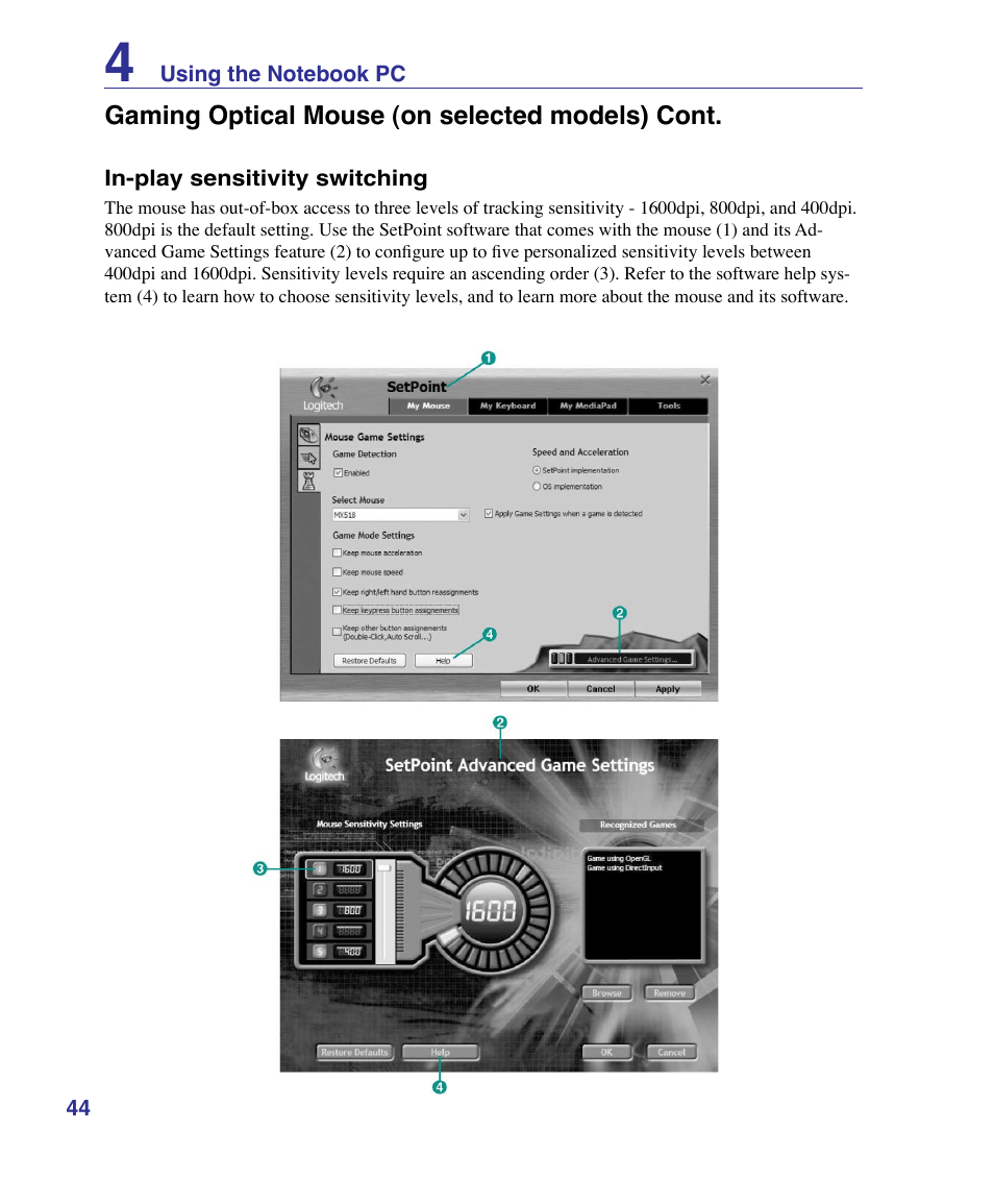 Asus G50VT User Manual | Page 44 / 99