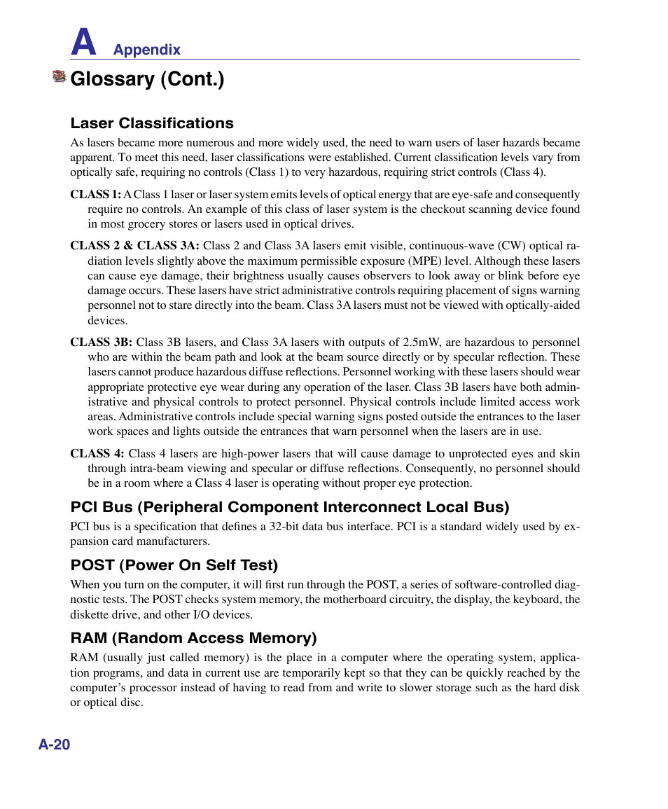 Glossary (cont.) | Asus G50VT User Manual | Page 86 / 99