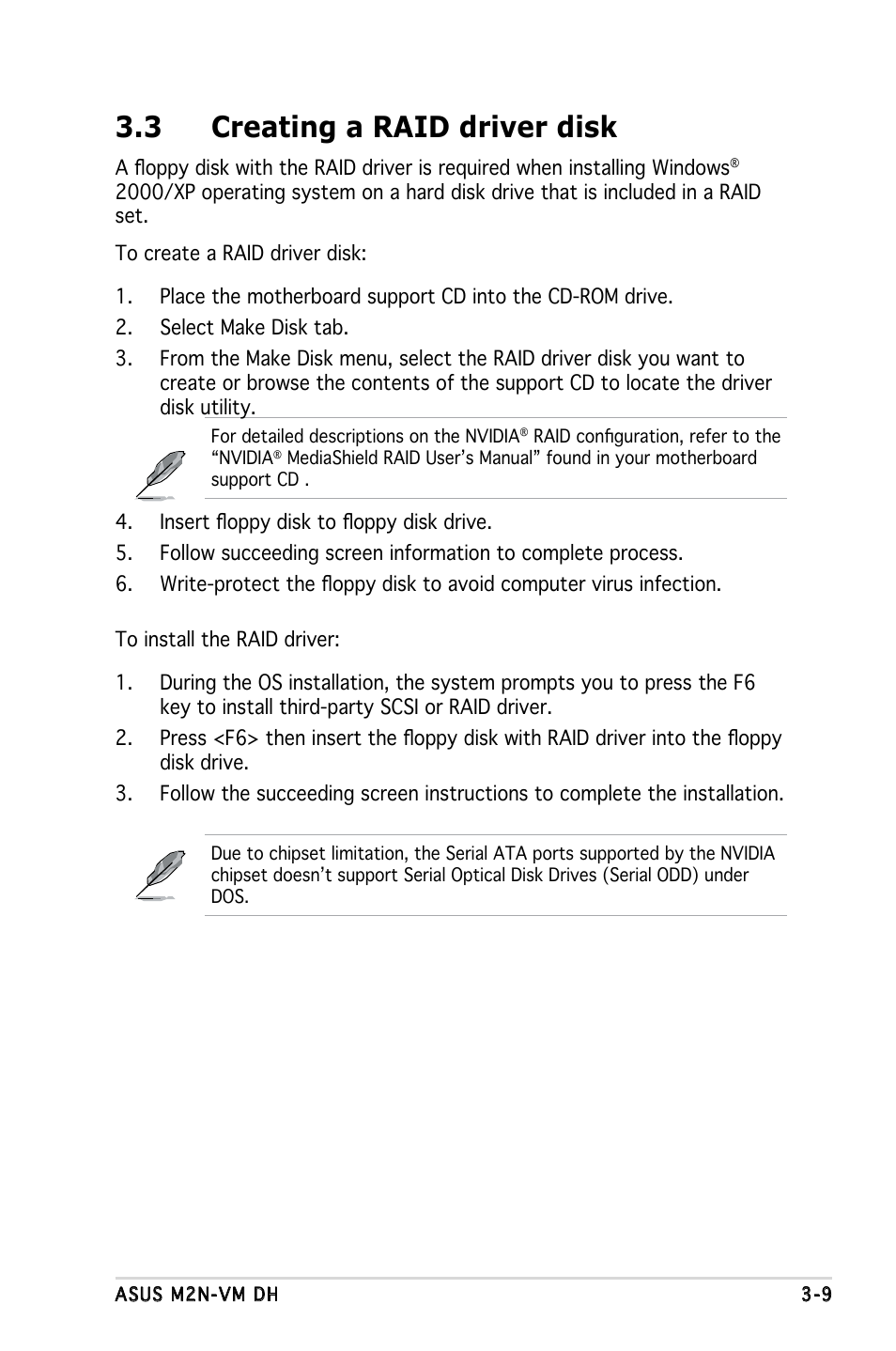 3 creating a raid driver disk | Asus M2N-VM DH User Manual | Page 101 / 102