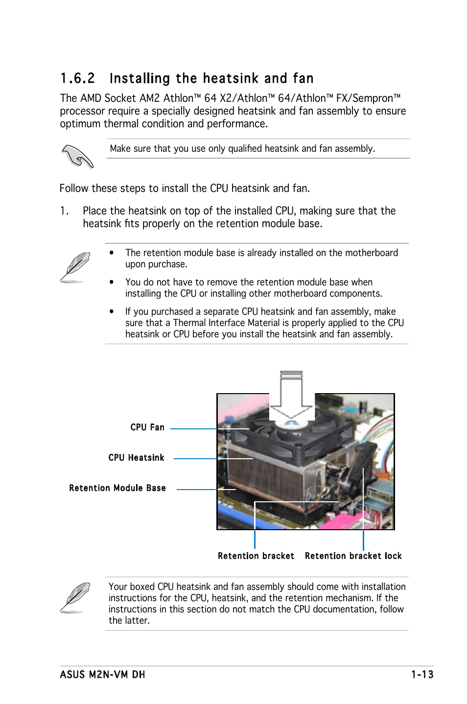 2 installing the heatsink and fan | Asus M2N-VM DH User Manual | Page 23 / 102