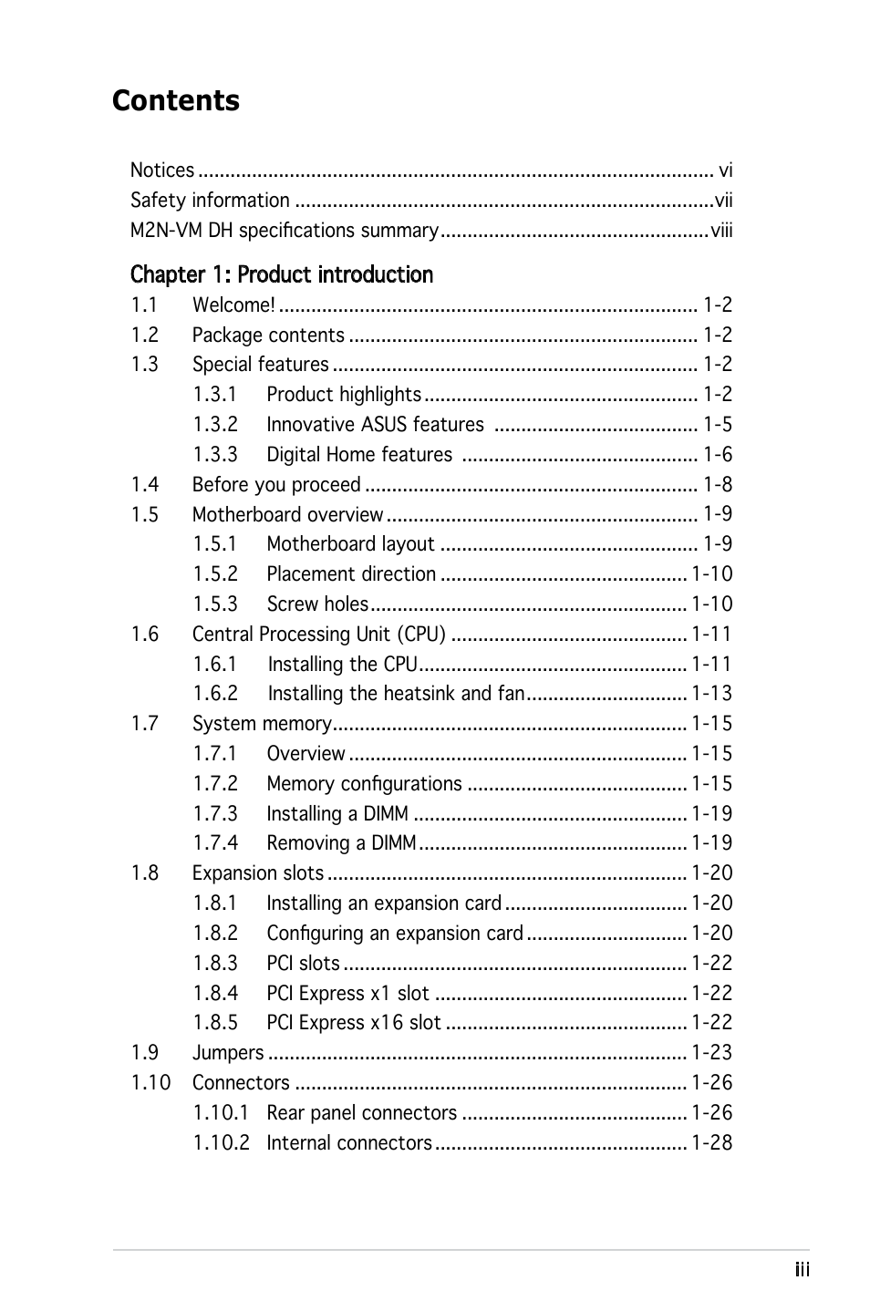 Asus M2N-VM DH User Manual | Page 3 / 102