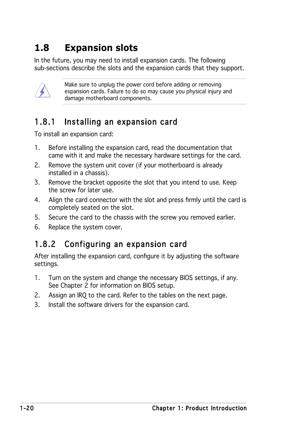 8 expansion slots, 1 installing an expansion card, 2 configuring an expansion card | Asus M2N-VM DH User Manual | Page 30 / 102