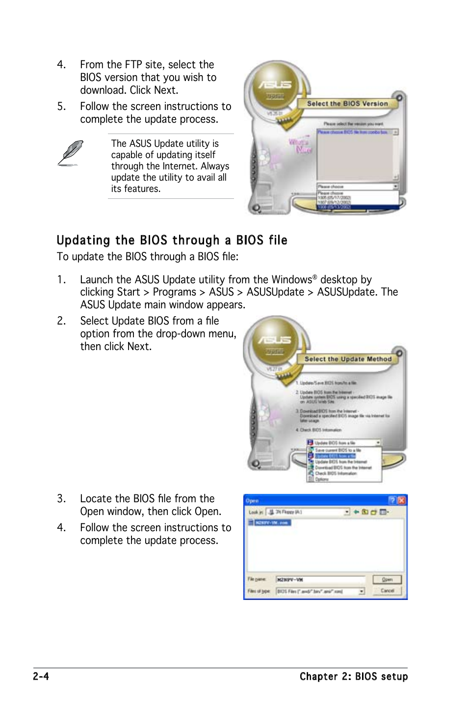 Updating the bios through a bios file | Asus M2N-VM DH User Manual | Page 52 / 102