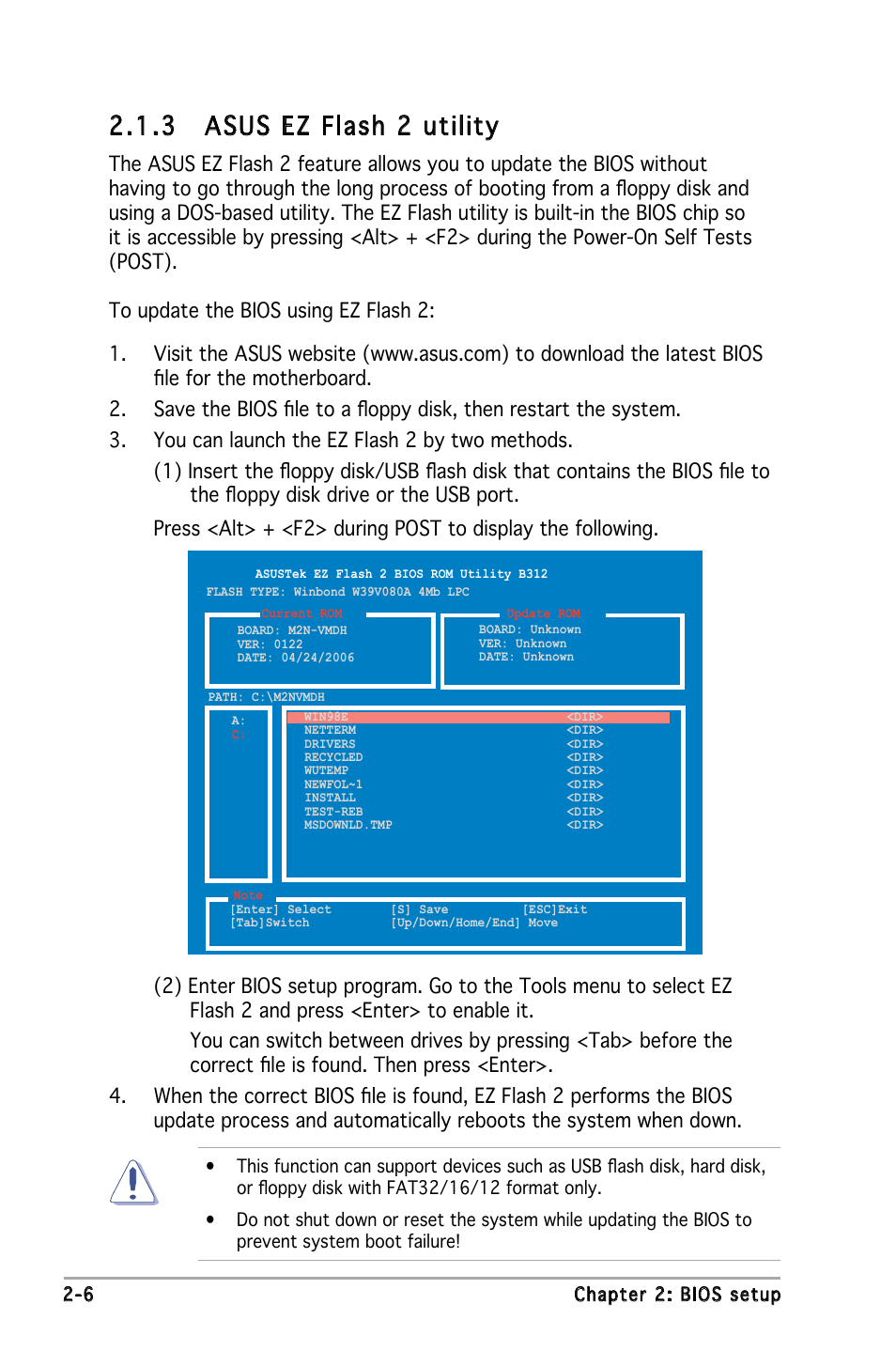 3 asus ez flash 2 utility | Asus M2N-VM DH User Manual | Page 54 / 102