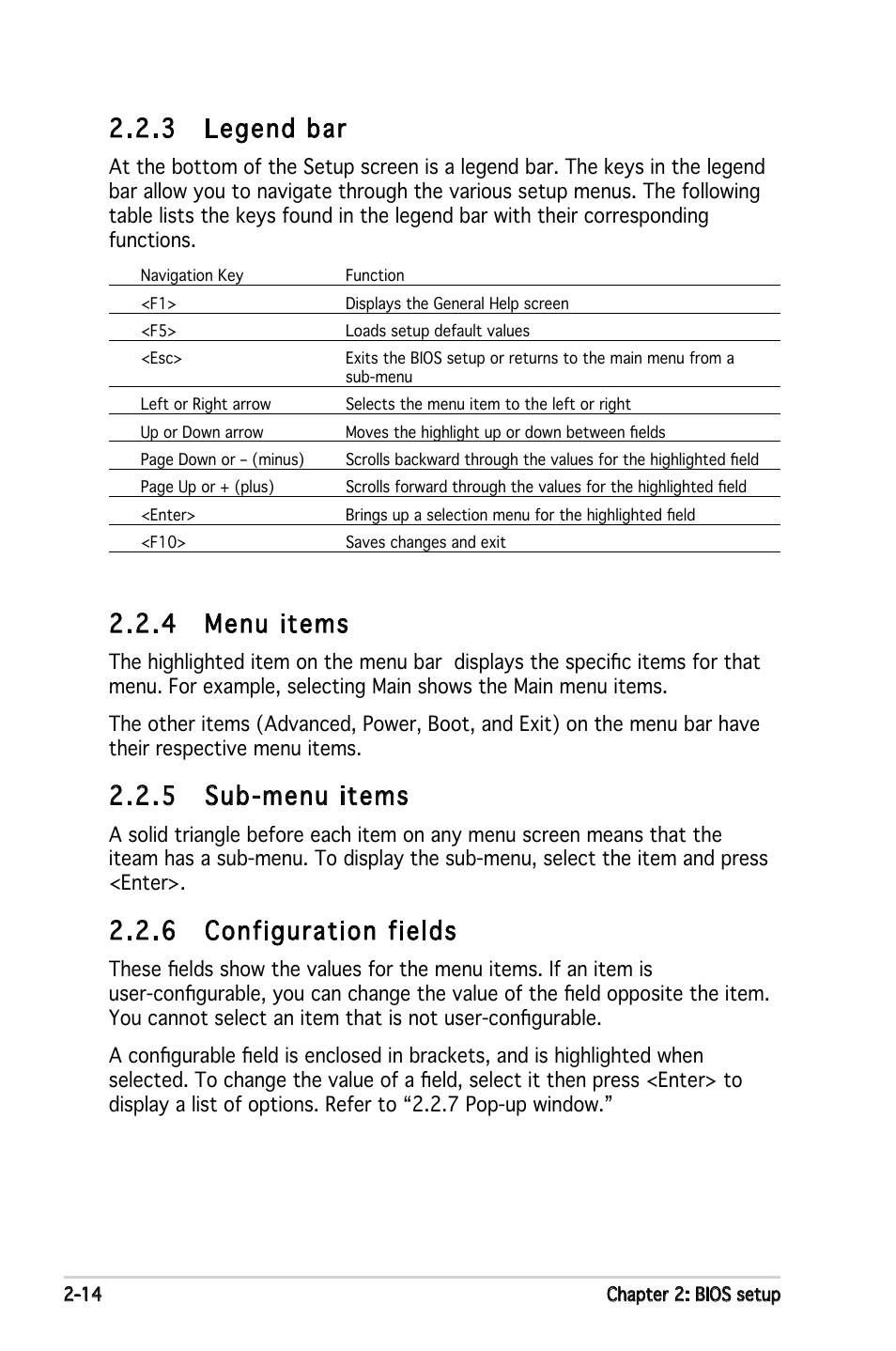 4 menu items, 5 sub-menu items, 6 configuration fields | 3 legend bar | Asus M2N-VM DH User Manual | Page 62 / 102