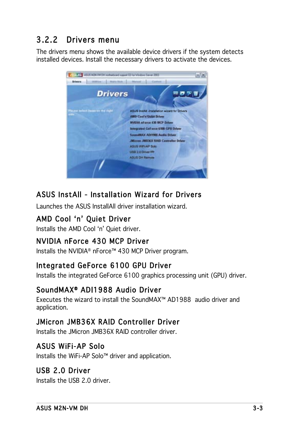 2 drivers menu | Asus M2N-VM DH User Manual | Page 95 / 102