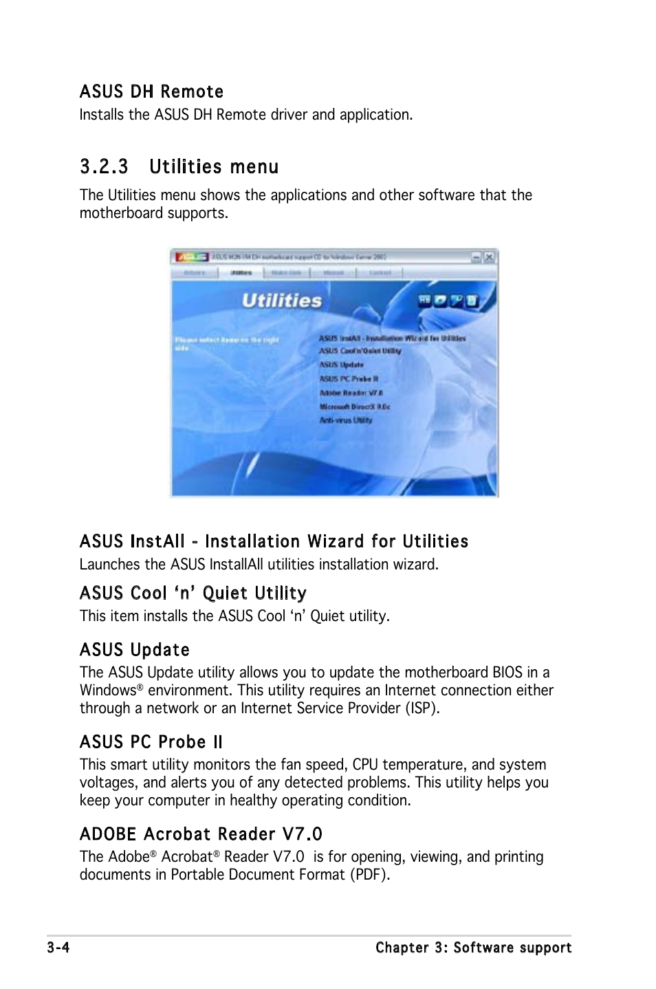 3 utilities menu | Asus M2N-VM DH User Manual | Page 96 / 102