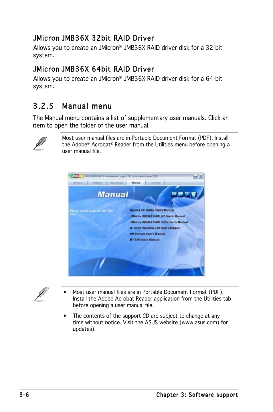 5 manual menu, Jmicron, Jmb36x 32bit raid driver | Jmb36x 64bit raid driver | Asus M2N-VM DH User Manual | Page 98 / 102