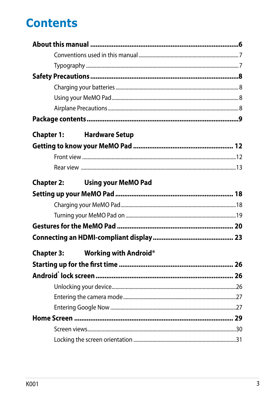 Asus MeMO Pad Smart 10 User Manual | Page 3 / 92