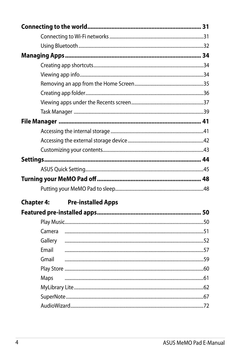 Asus MeMO Pad Smart 10 User Manual | Page 4 / 92
