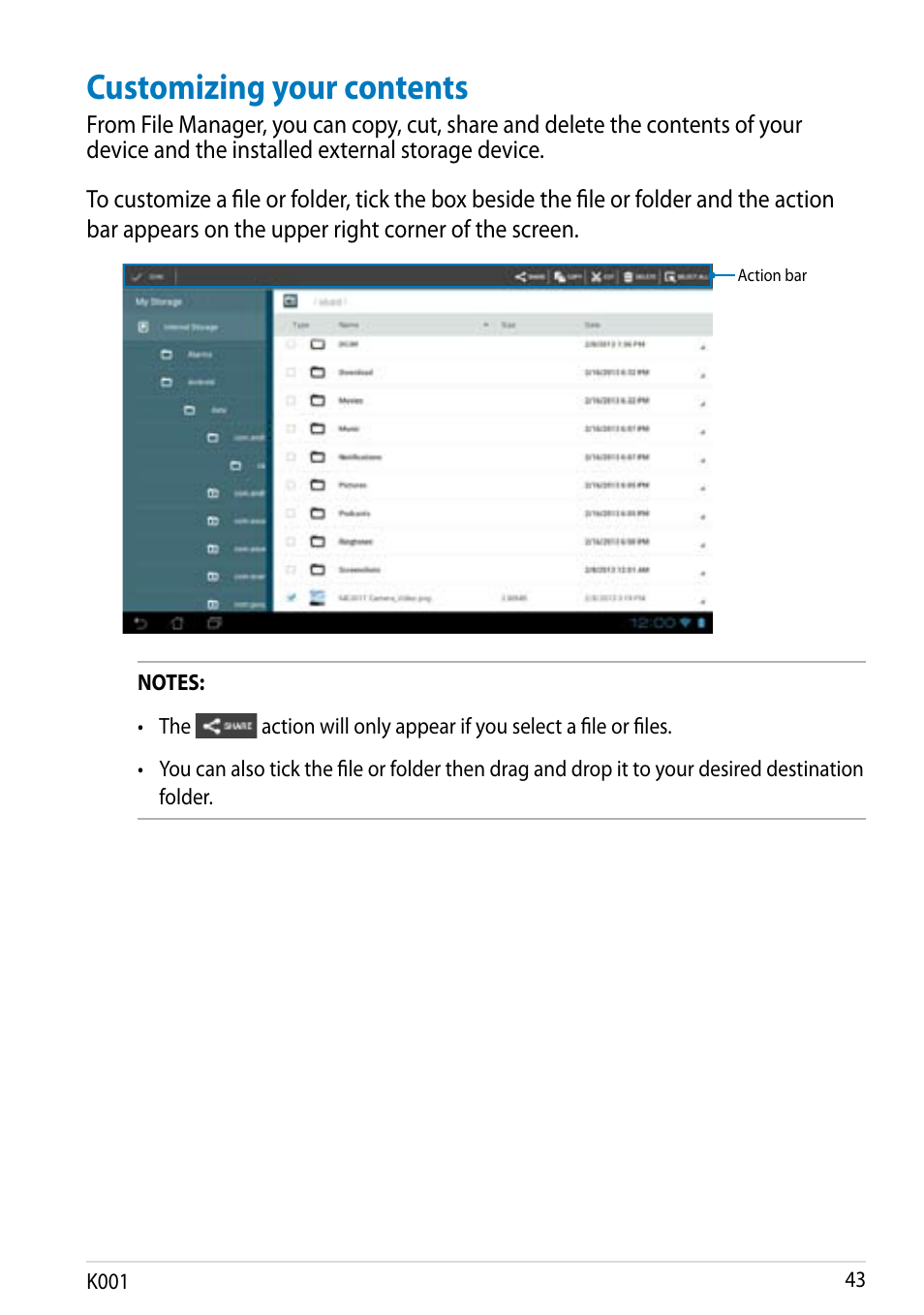 Customizing your contents | Asus MeMO Pad Smart 10 User Manual | Page 43 / 92