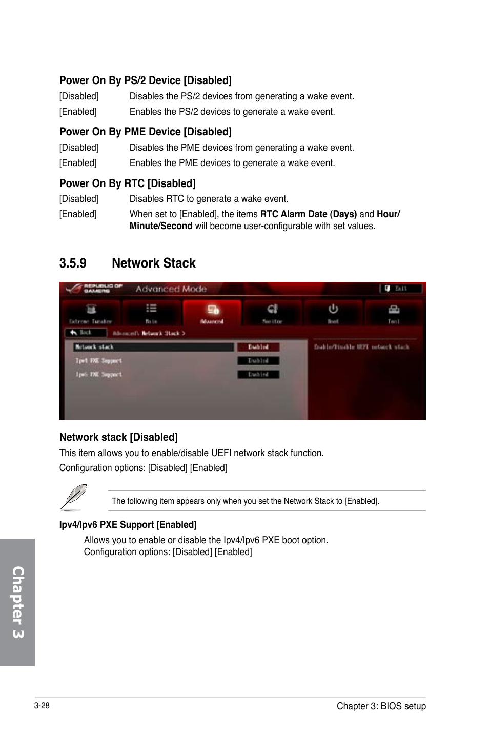 9 network stack, Network stack -28, Chapter 3 | Asus Crosshair V Formula-Z User Manual | Page 108 / 184