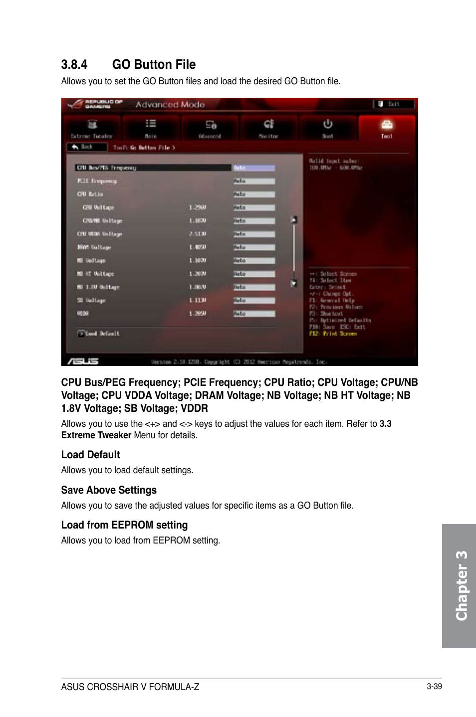 4 go button file, Go button file -39, Chapter 3 | Asus Crosshair V Formula-Z User Manual | Page 119 / 184