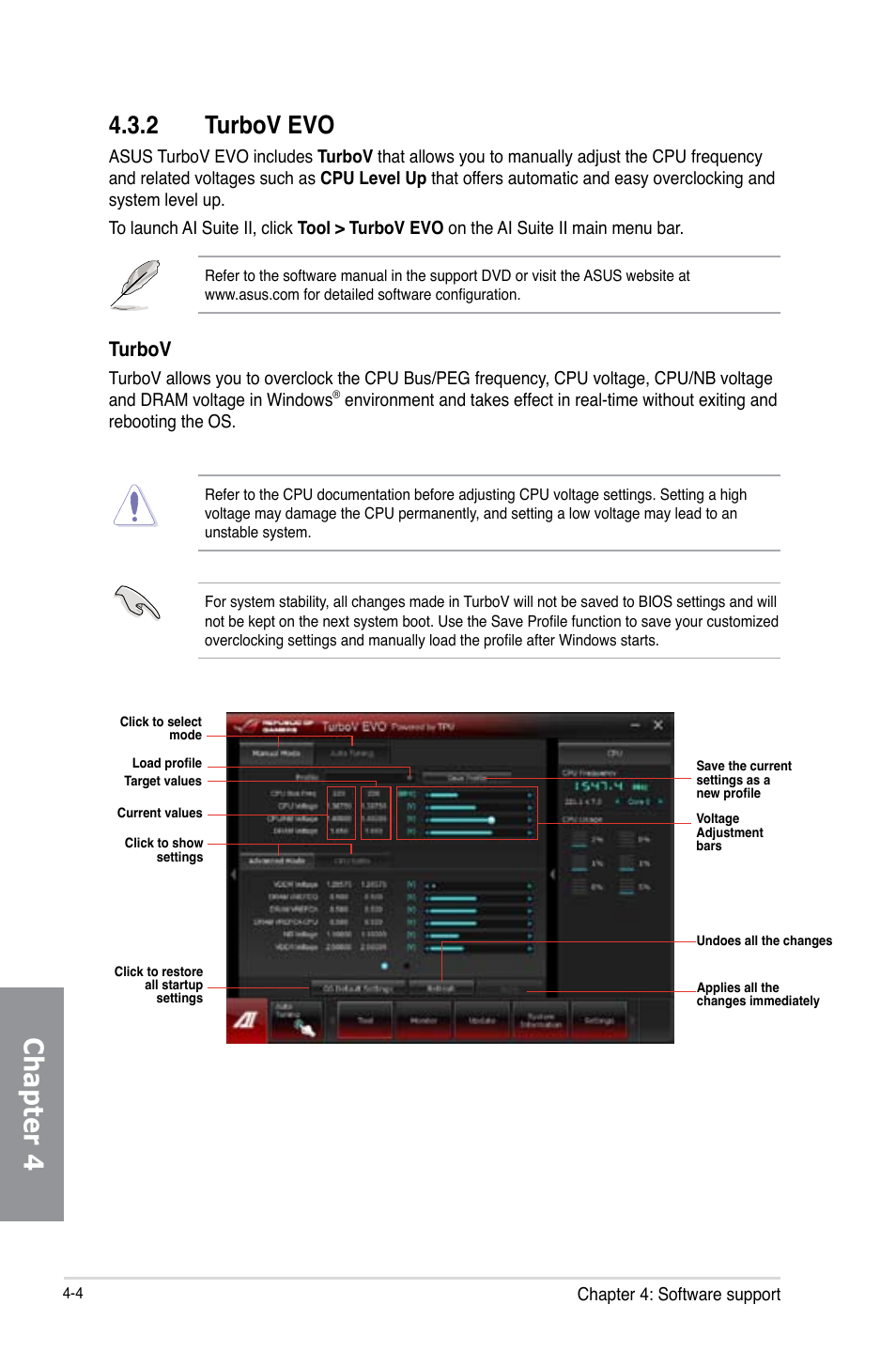 2 turbov evo, Turbov evo -4, Chapter 4 | Turbov | Asus Crosshair V Formula-Z User Manual | Page 132 / 184