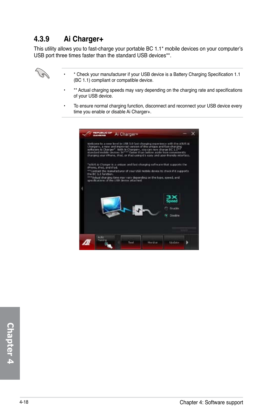 9 ai charger, Ai charger+ -18, Chapter 4 | Asus Crosshair V Formula-Z User Manual | Page 146 / 184
