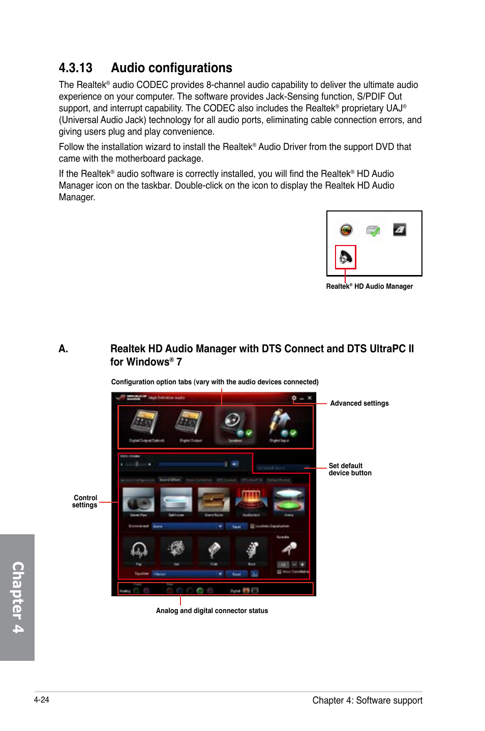 13 audio configurations, Audio configurations -24, Chapter 4 | Asus Crosshair V Formula-Z User Manual | Page 152 / 184