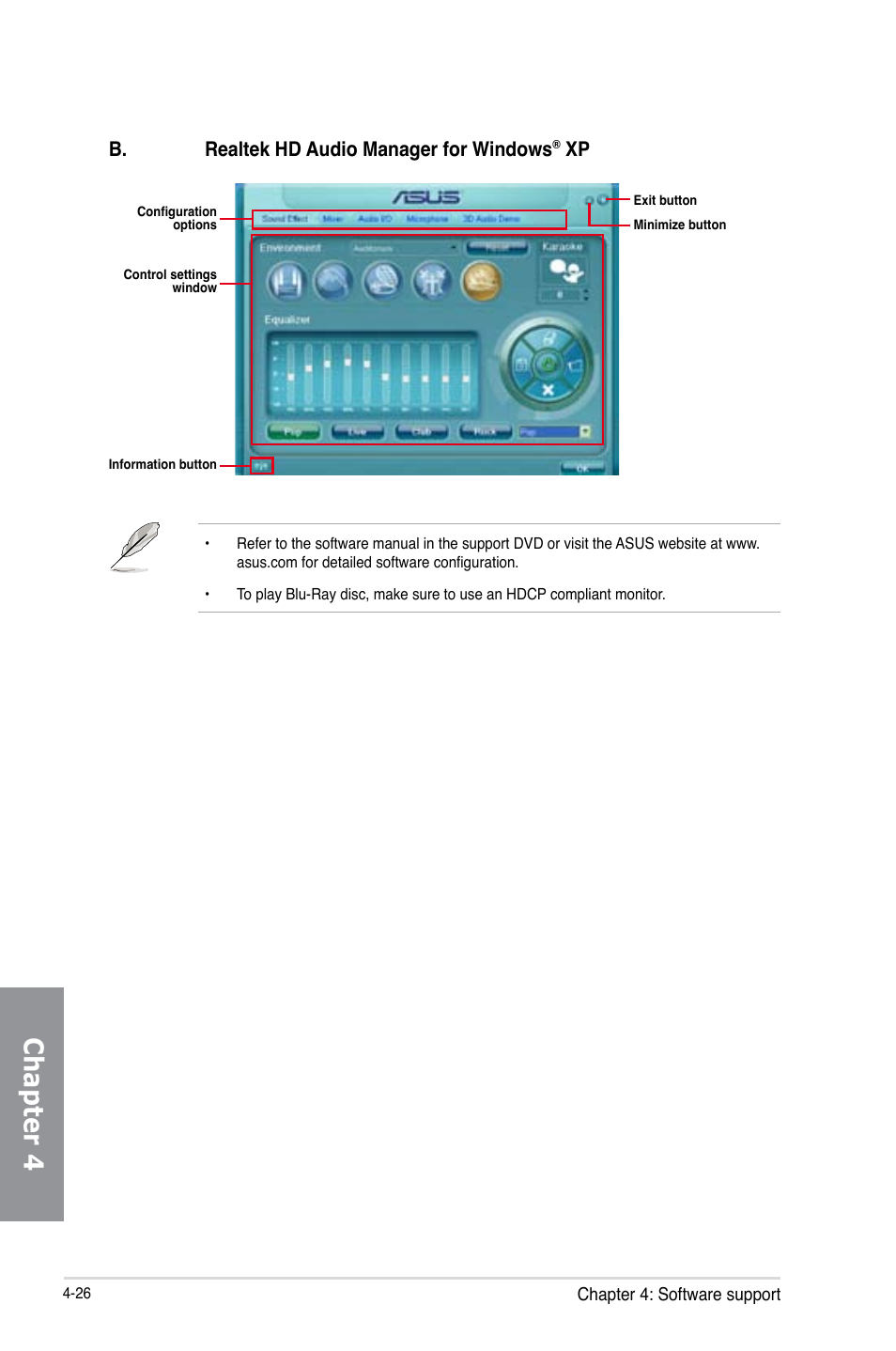 Chapter 4, B. realtek hd audio manager for windows | Asus Crosshair V Formula-Z User Manual | Page 154 / 184