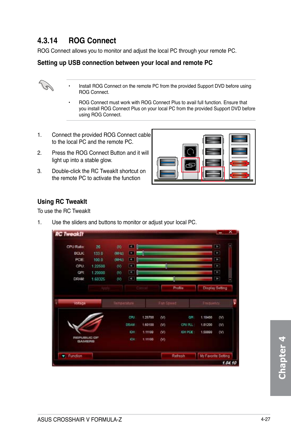 14 rog connect, Rog connect -27, Chapter 4 | Asus Crosshair V Formula-Z User Manual | Page 155 / 184