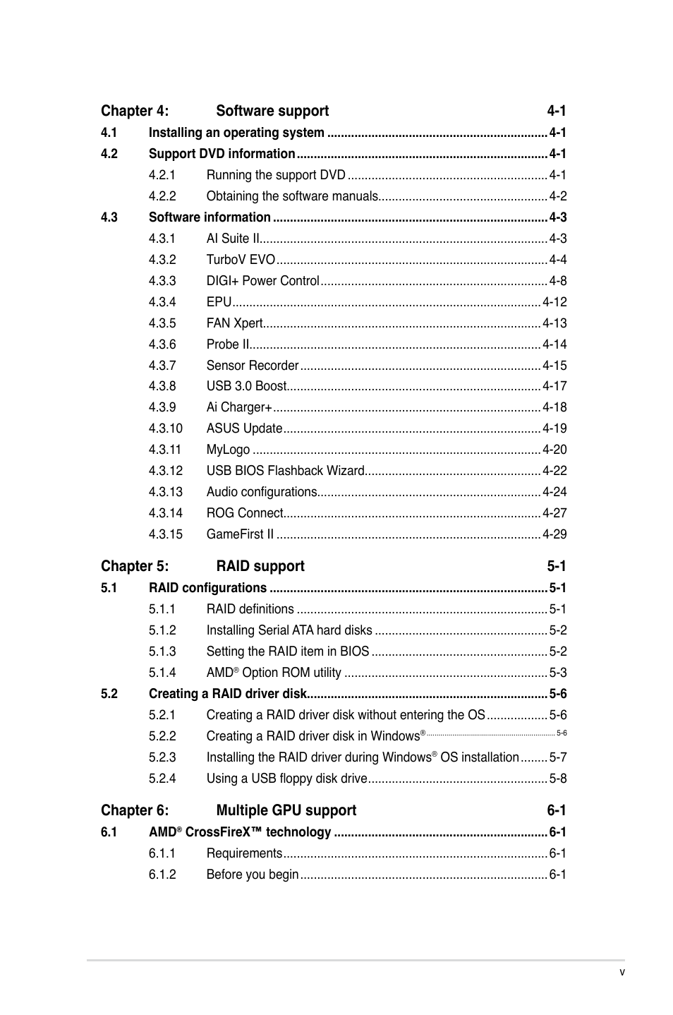 Asus Crosshair V Formula-Z User Manual | Page 5 / 184