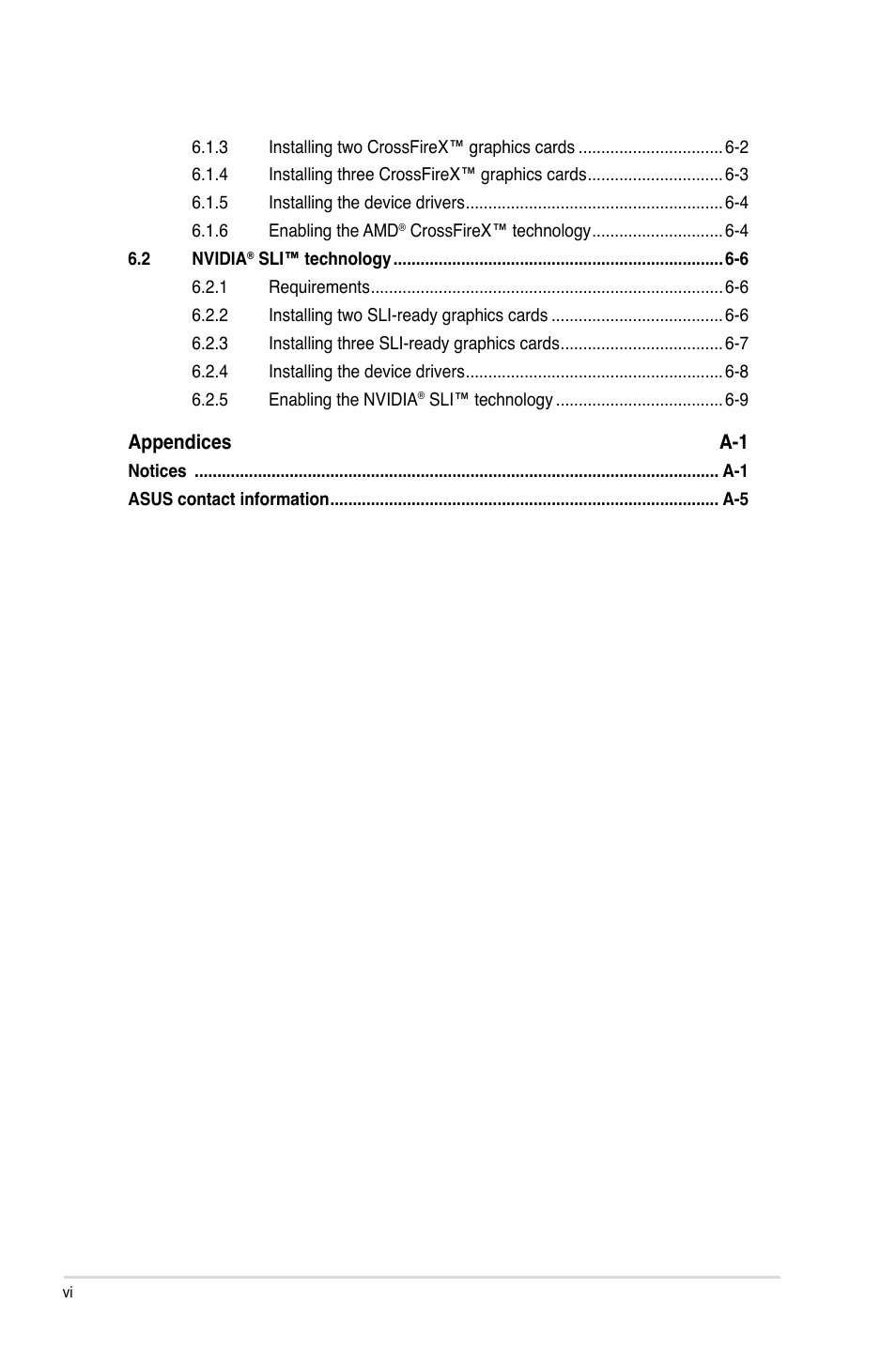Asus Crosshair V Formula-Z User Manual | Page 6 / 184