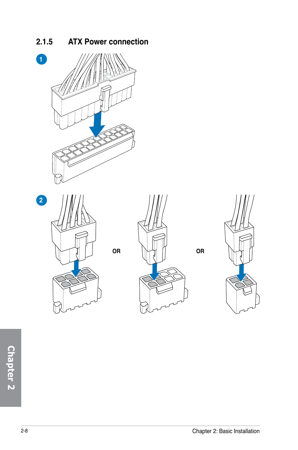 5 atx power connection, Atx power connection -8, Chapter 2 | Asus Crosshair V Formula-Z User Manual | Page 70 / 184