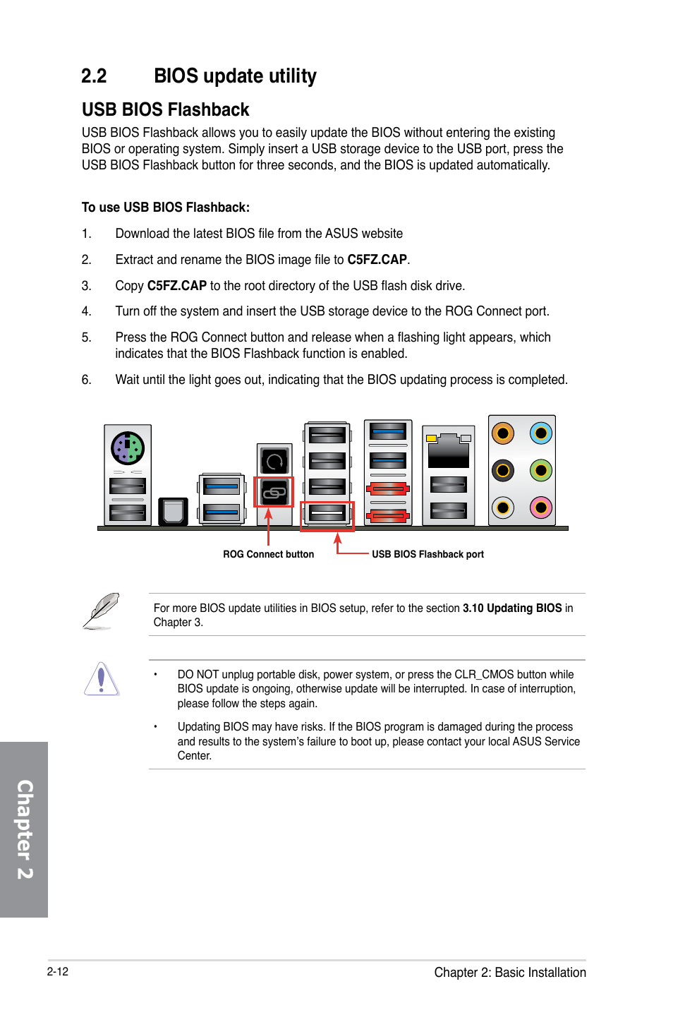 2 bios update utility, Usb bios flashback, Bios update utility -12 usb bios flashback -12 | Chapter 2 2.2 bios update utility | Asus Crosshair V Formula-Z User Manual | Page 74 / 184