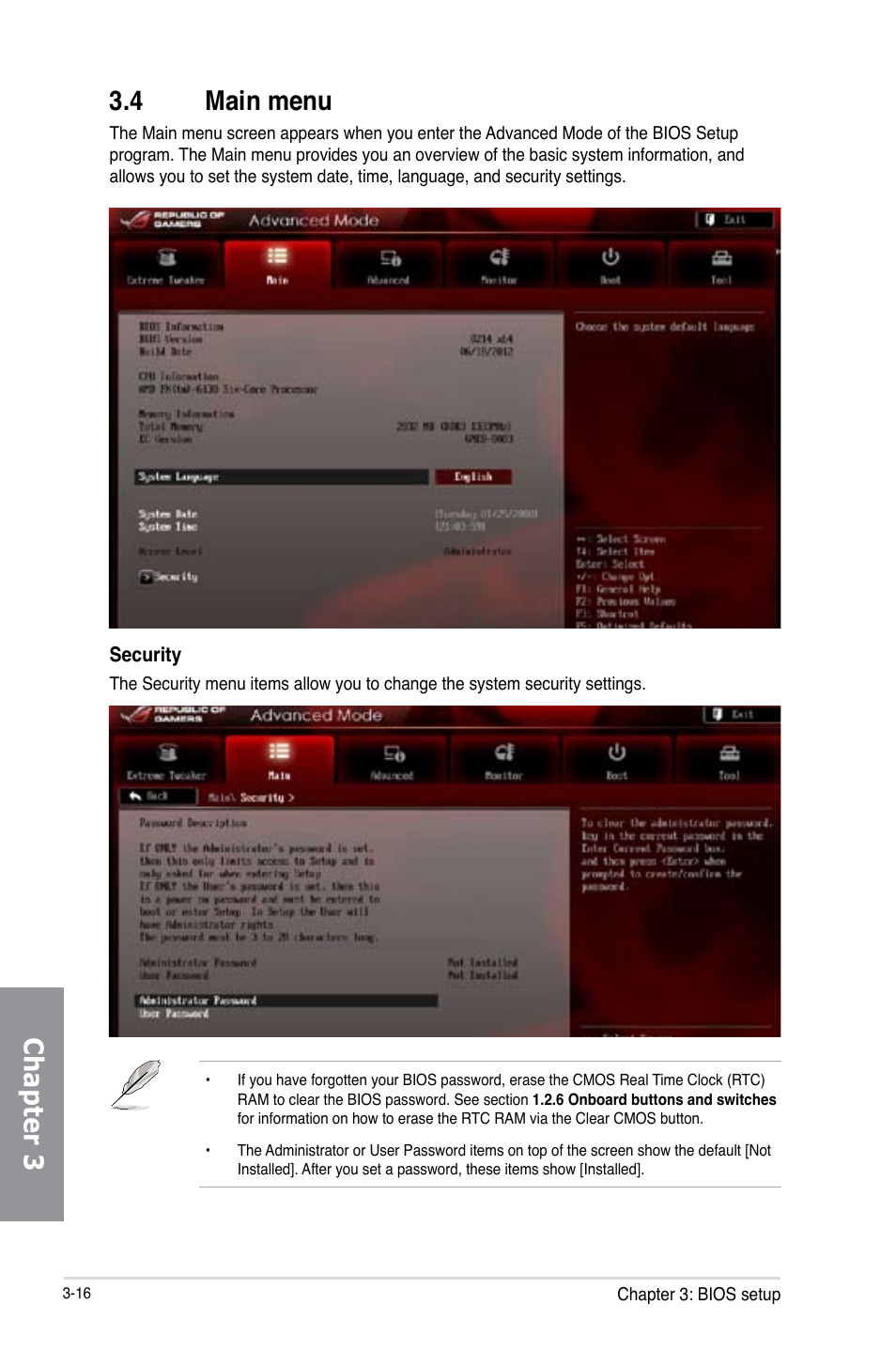 4 main menu, Main menu -16, Chapter 3 3.4 main menu | Asus Crosshair V Formula-Z User Manual | Page 96 / 184