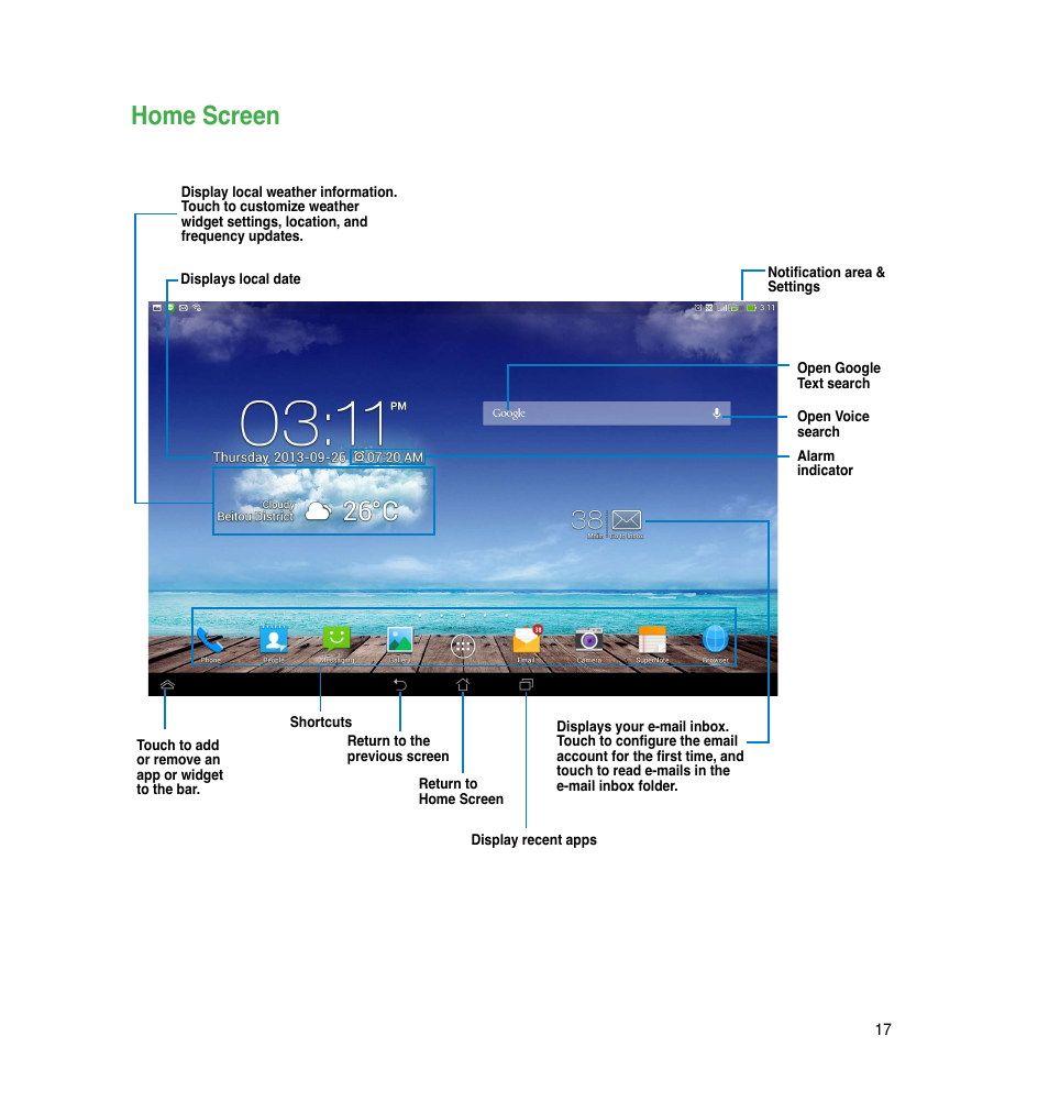 Home screen | Asus The new PadFone Infinity User Manual | Page 17 / 69