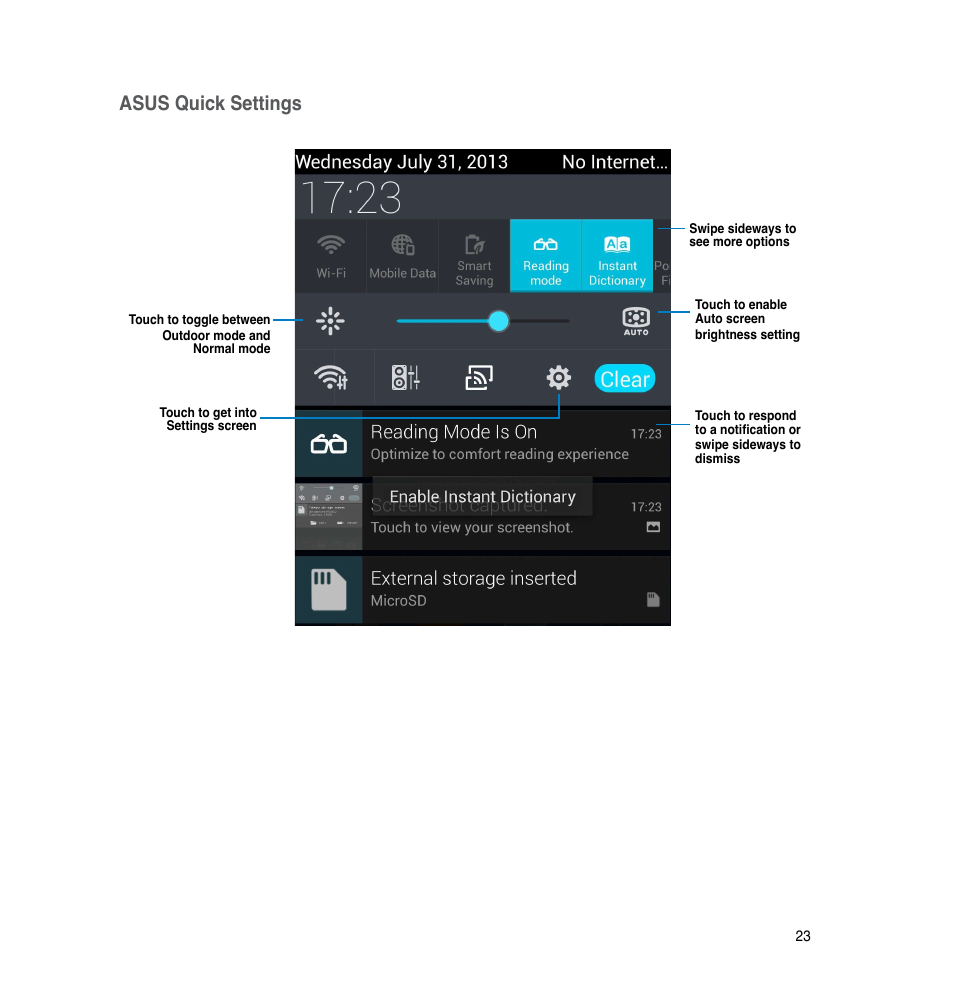 Asus quick settings | Asus The new PadFone Infinity User Manual | Page 23 / 69