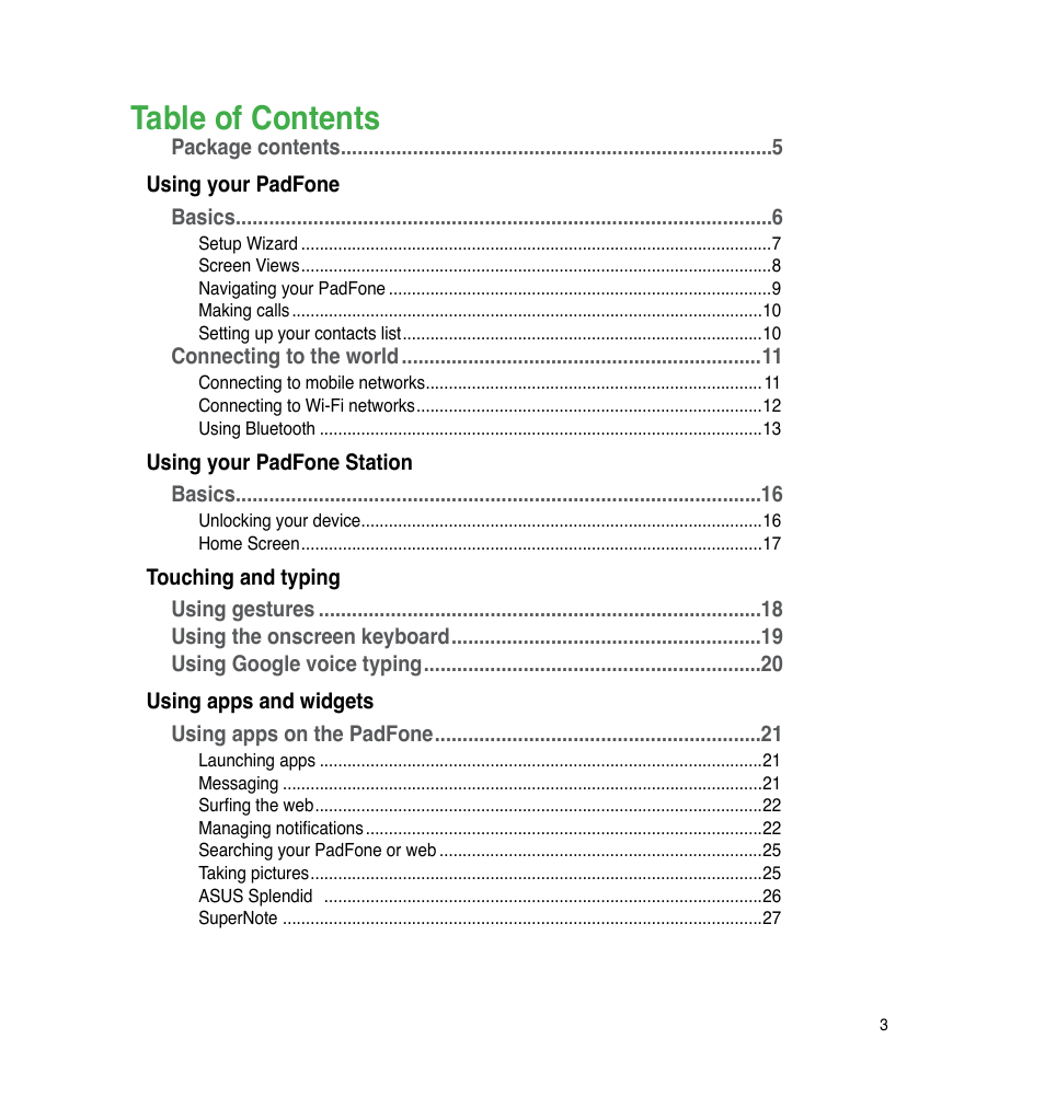 Asus The new PadFone Infinity User Manual | Page 3 / 69