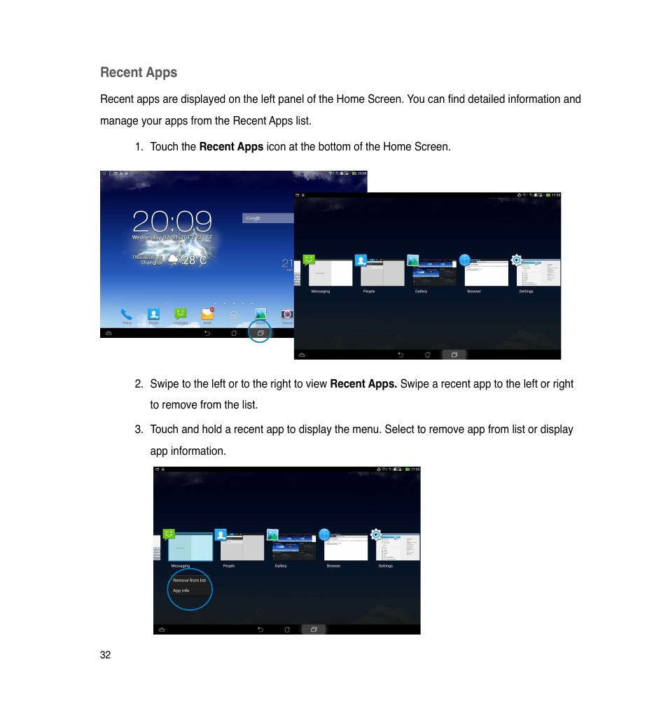 Recent apps | Asus The new PadFone Infinity User Manual | Page 32 / 69