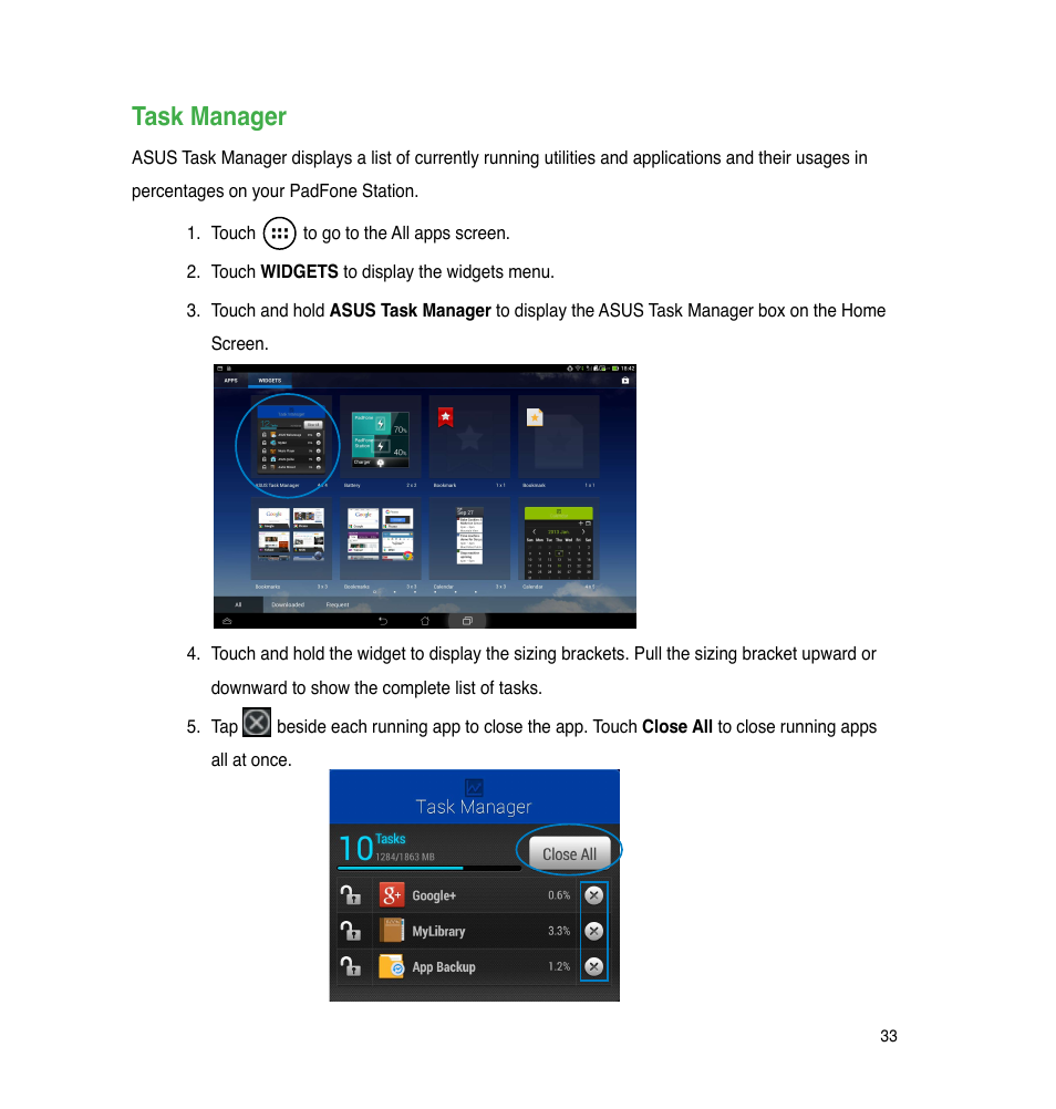 Task manager | Asus The new PadFone Infinity User Manual | Page 33 / 69