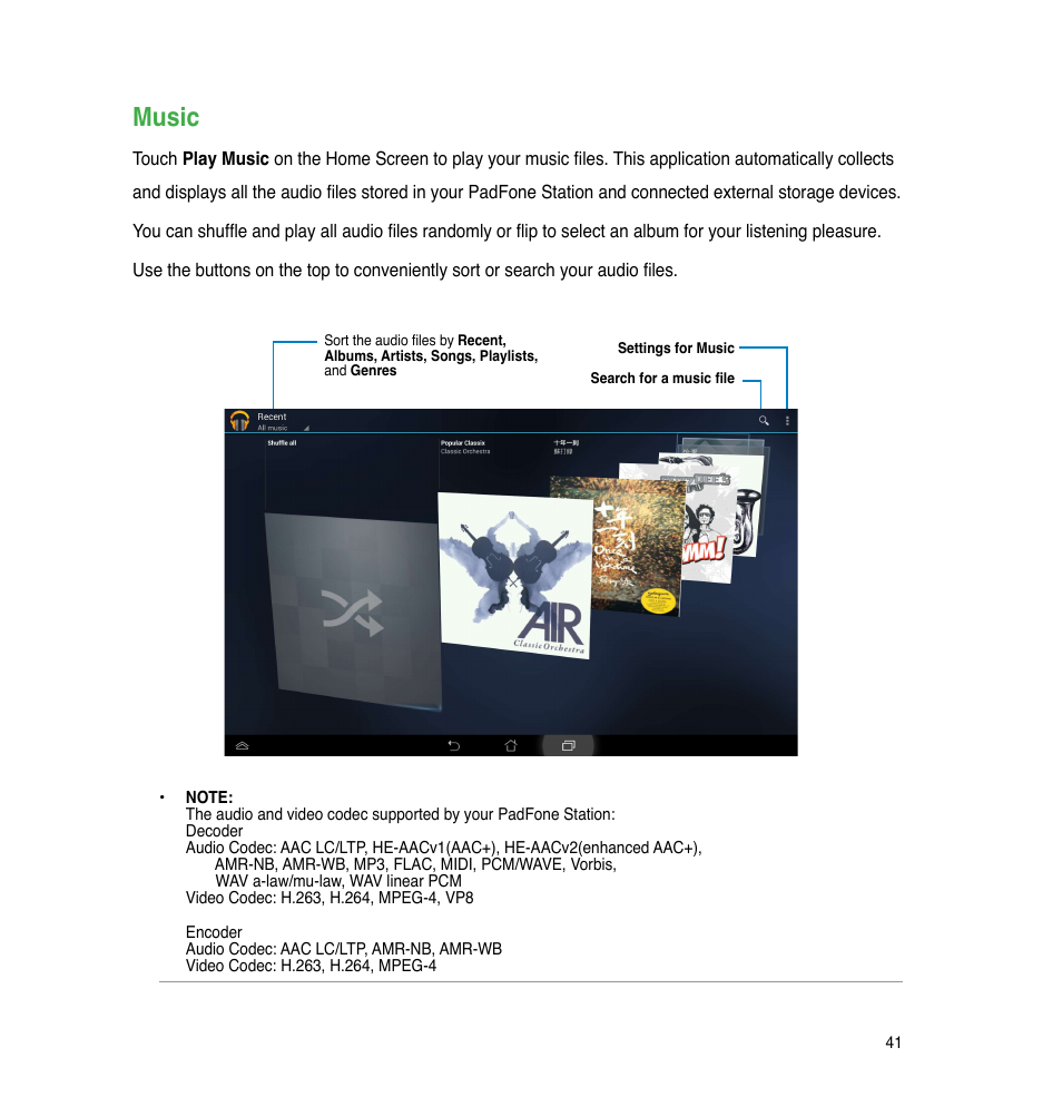 Music | Asus The new PadFone Infinity User Manual | Page 41 / 69
