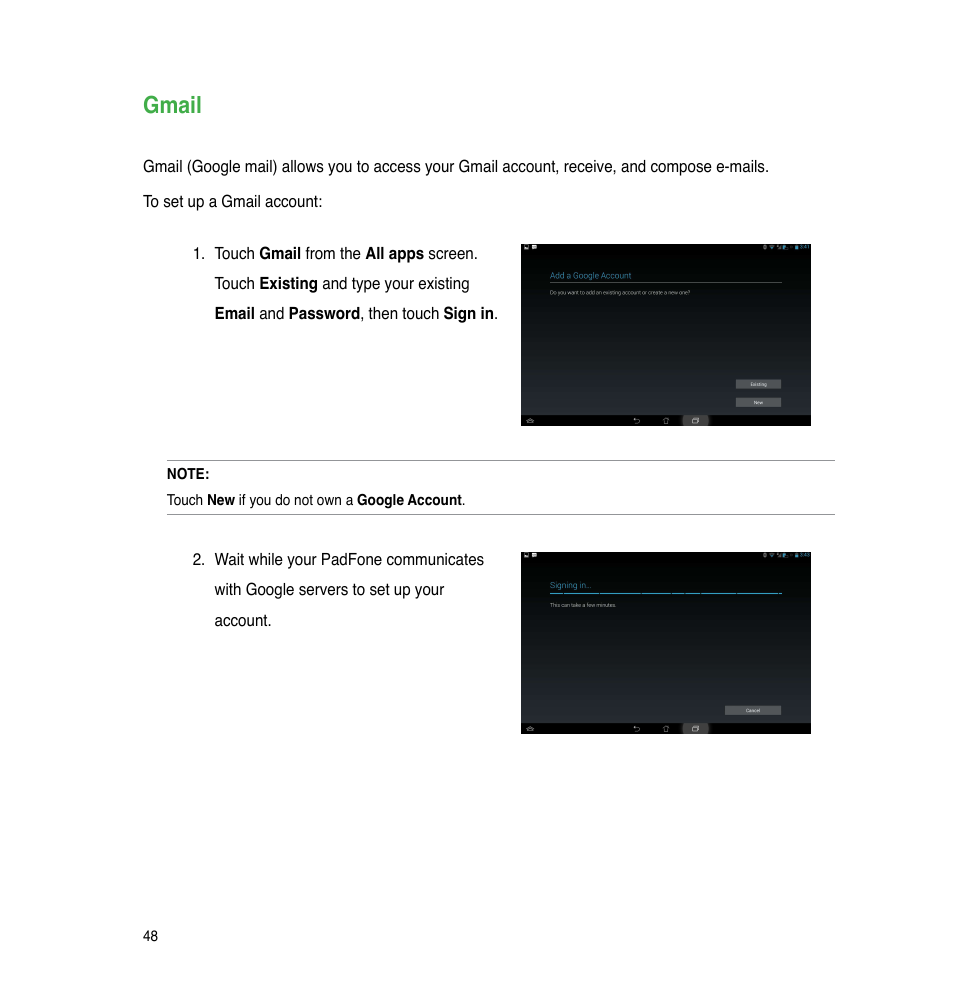 Gmail | Asus The new PadFone Infinity User Manual | Page 48 / 69