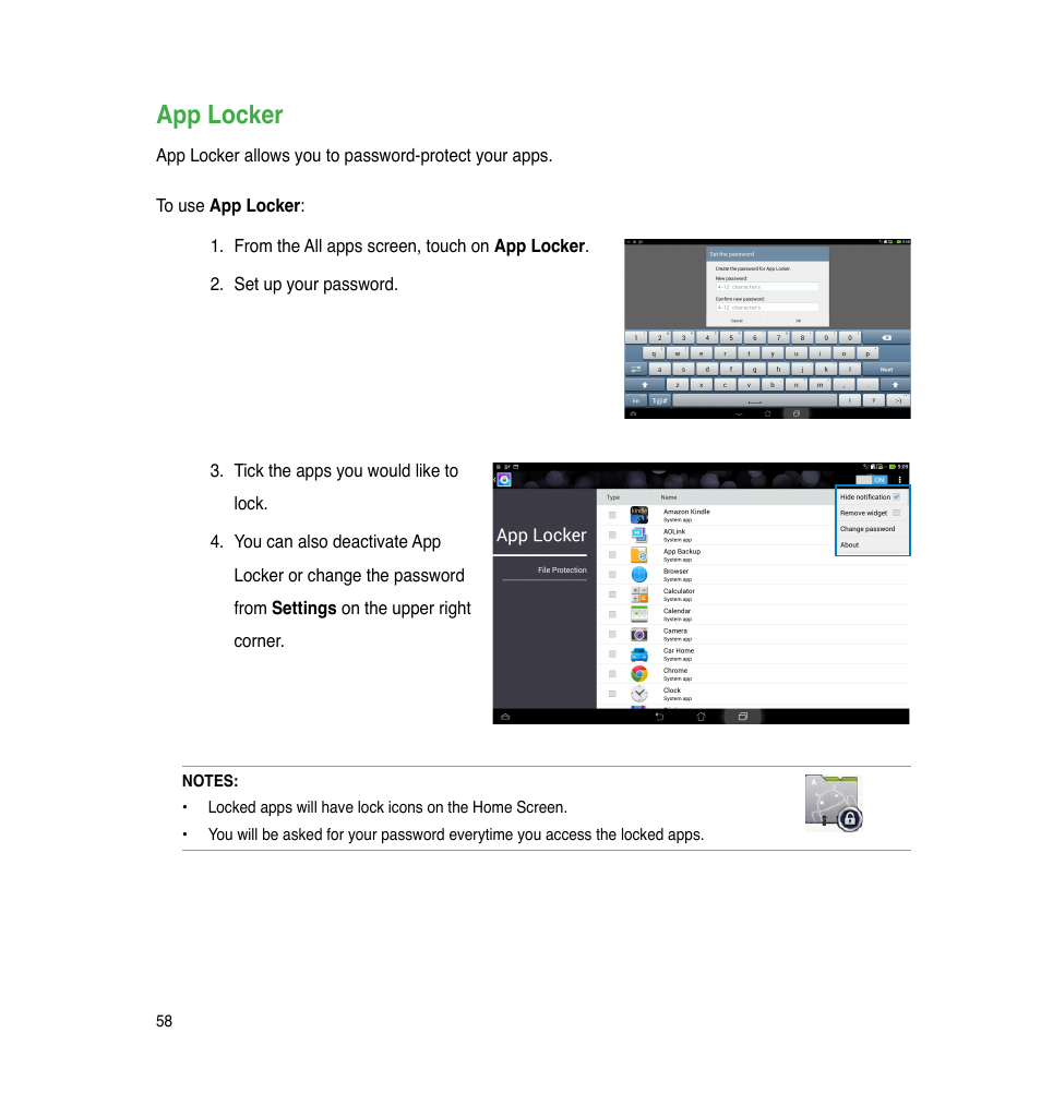 App locker | Asus The new PadFone Infinity User Manual | Page 58 / 69